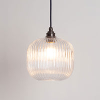 Small Clear Reeded Glass Pendant Light