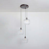 Small Clear Reeded Triple Drop Pendant