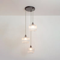 Small Clear Reeded Triple Drop Pendant