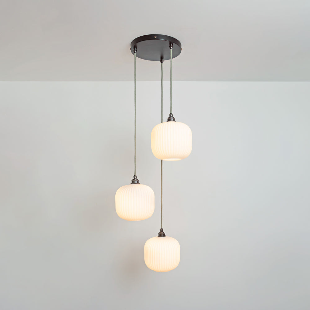 Small Opal Reeded Triple Drop Pendant