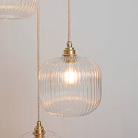 Small Clear Reeded Triple Drop Pendant
