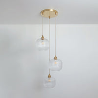Small Clear Reeded Triple Drop Pendant