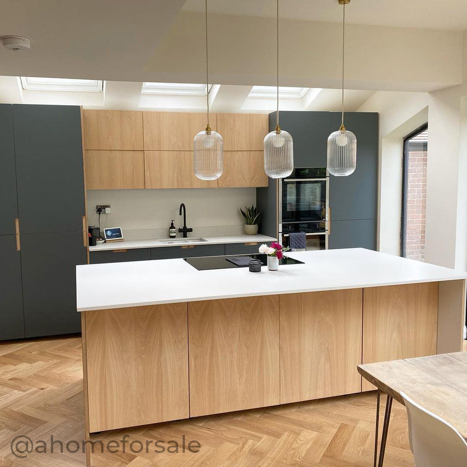 Long Clear Reeded Glass Cylinder Pendant Light