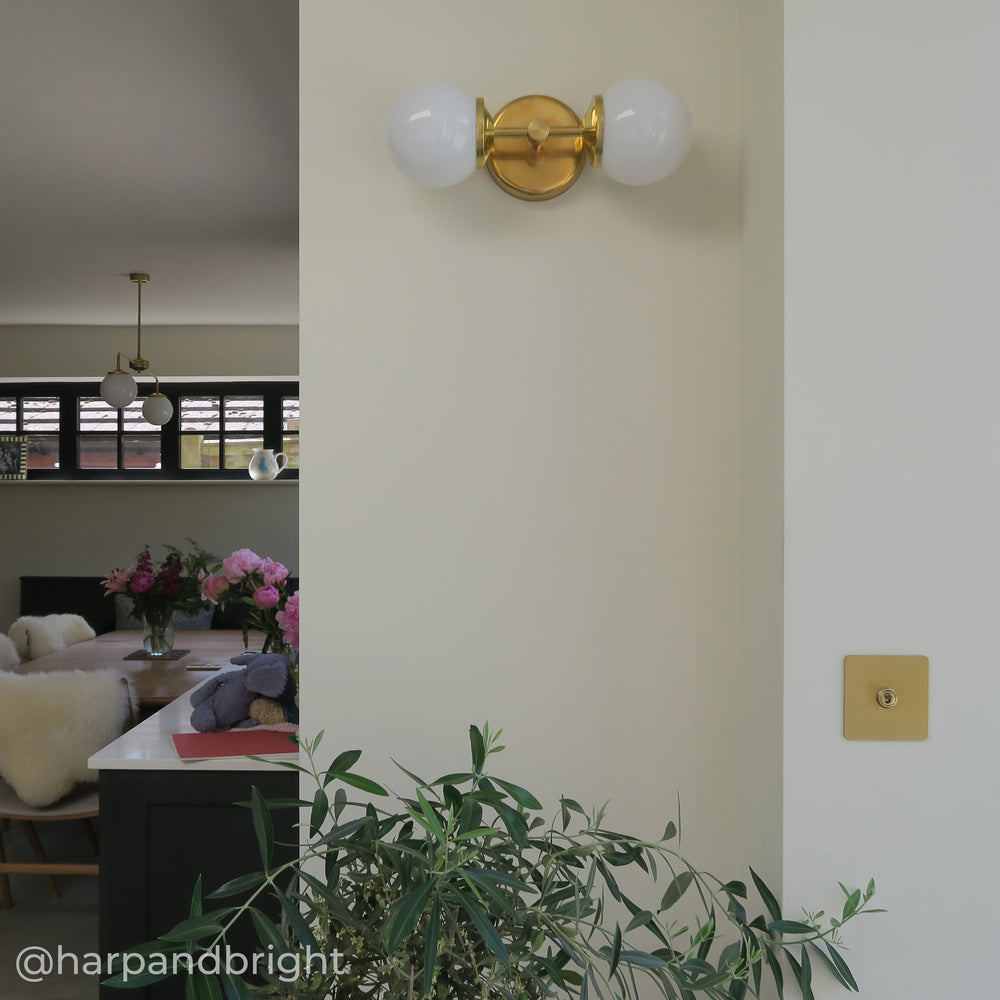 Small Opal Glass Double Arm Wall Light