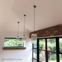 Long Amber Reeded Glass Cylinder Pendant Light