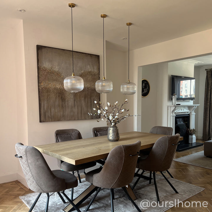 Clear Reeded Glass Pendant Light