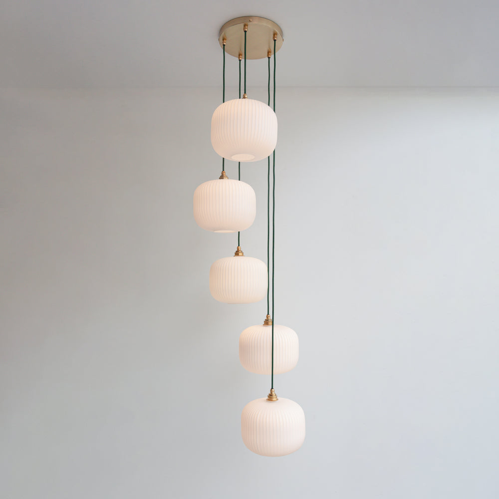 Opal Reeded Five Drop Pendant