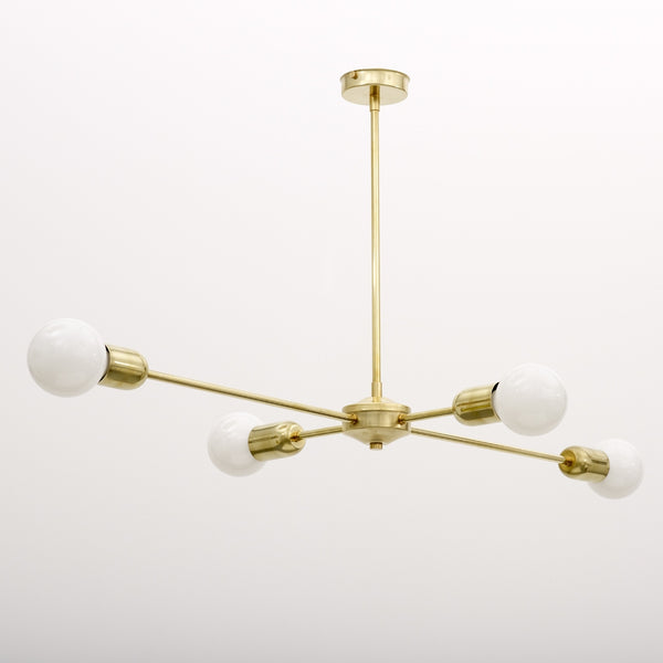Modern brass four arm chandelier 