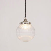 Clear Reeded Glass Globe Pendant Light