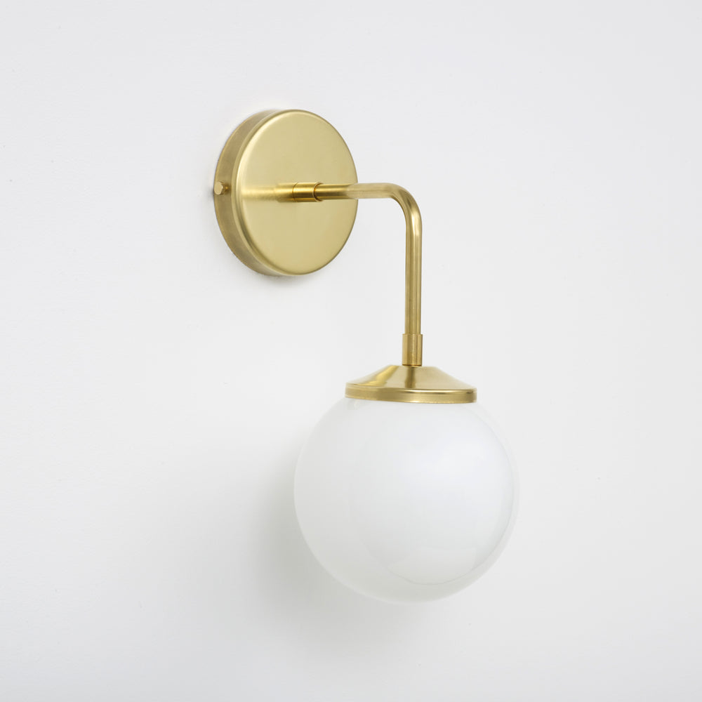 "Bold as Brass" Wall Light - Opal Glass Shade