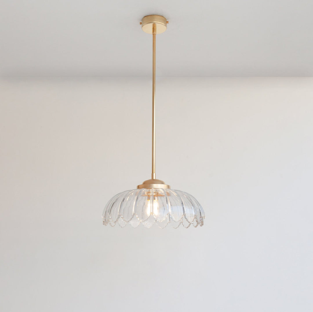 "Petal" Stemmed Pendant Light - Clear Glass