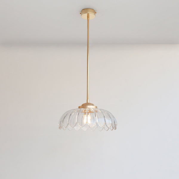 "Petal" Stemmed Pendant Light - Clear Glass