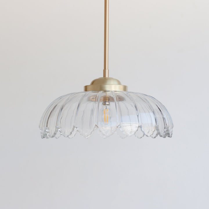 "Petal" Stemmed Pendant Light - Clear Glass