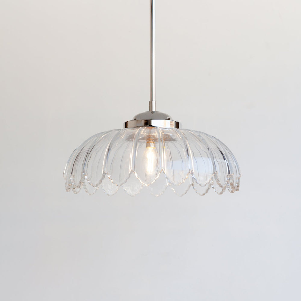 "Petal" Stemmed Pendant Light - Clear Glass