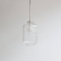 Long Clear Reeded Glass Stemmed Pendant Light