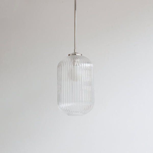 Long Clear Reeded Glass Stemmed Pendant Light
