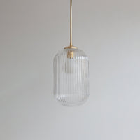 Long Clear Reeded Glass Stemmed Pendant Light