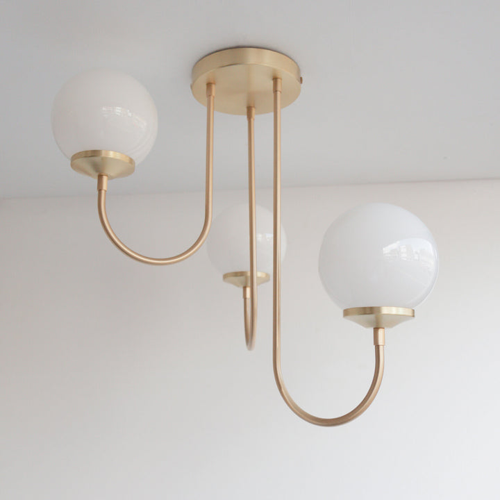 "Corrib" Opal Glass Arch Stemmed Chandelier