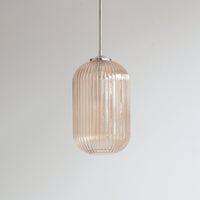 Long Amber Reeded Glass Stemmed Pendant Light