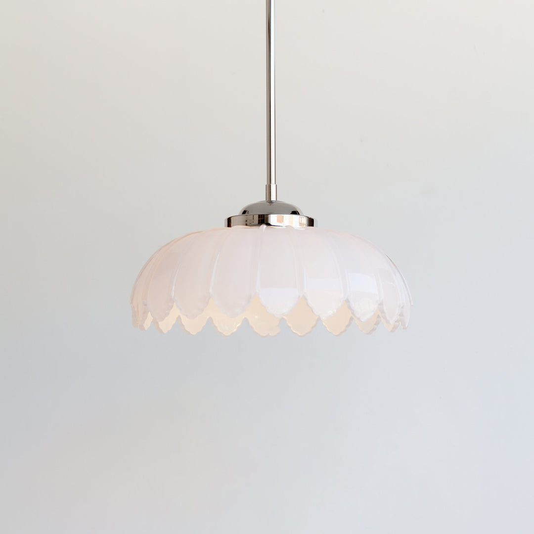 "Petal" Stemmed Pendant Light - Opal Glass
