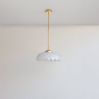 "Petal" Stemmed Pendant Light - Opal Glass