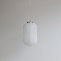 Long Opal Reeded Glass Stemmed Pendant Light