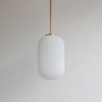 Long Opal Reeded Glass Stemmed Pendant Light