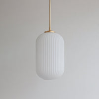 Long Opal Reeded Glass Stemmed Pendant Light