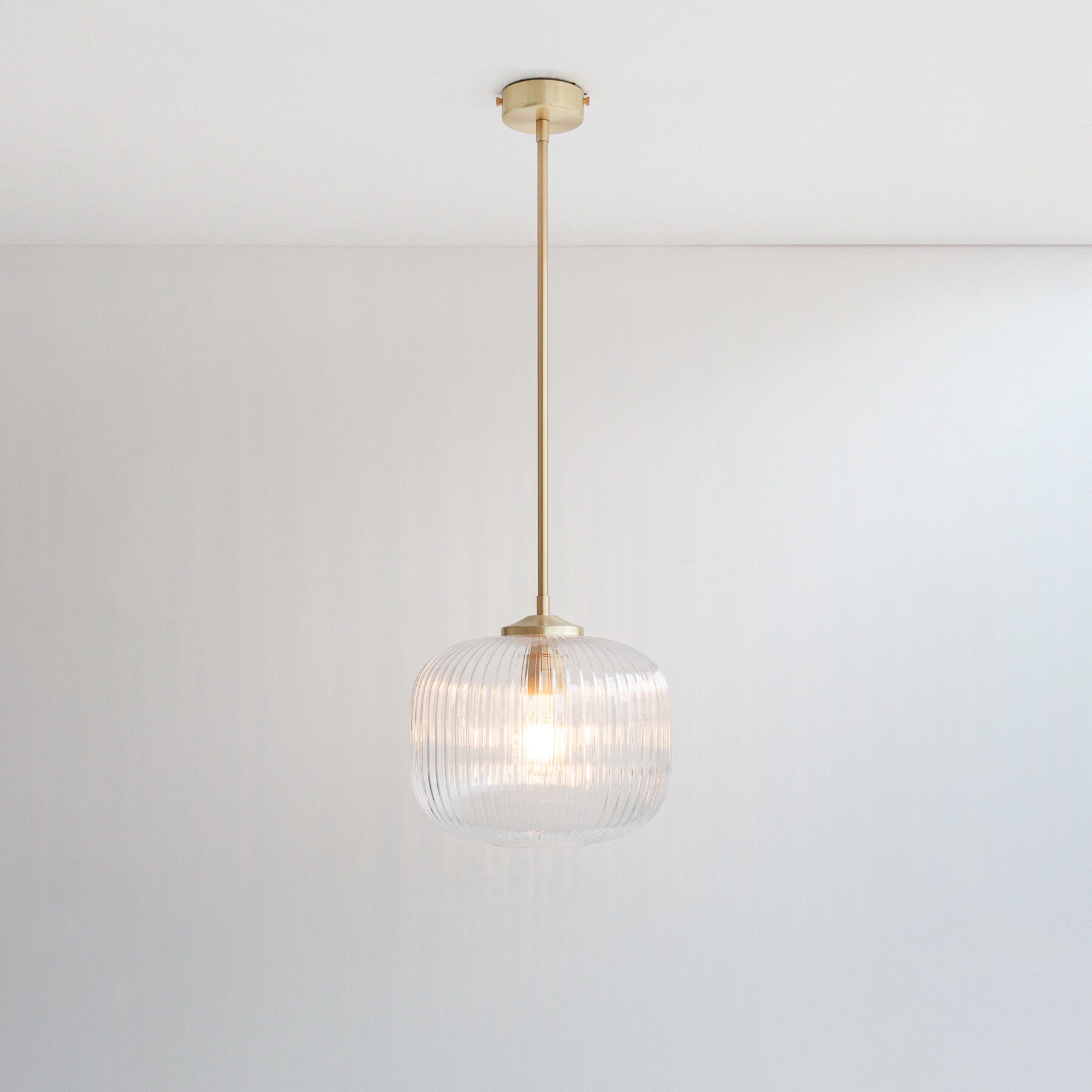 Clear Reeded Glass Stemmed Pendant Light