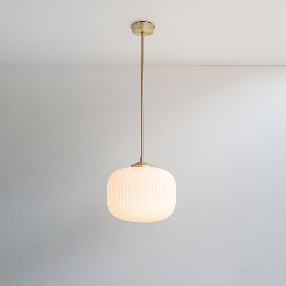 Opal Reeded Glass Stemmed Pendant Light