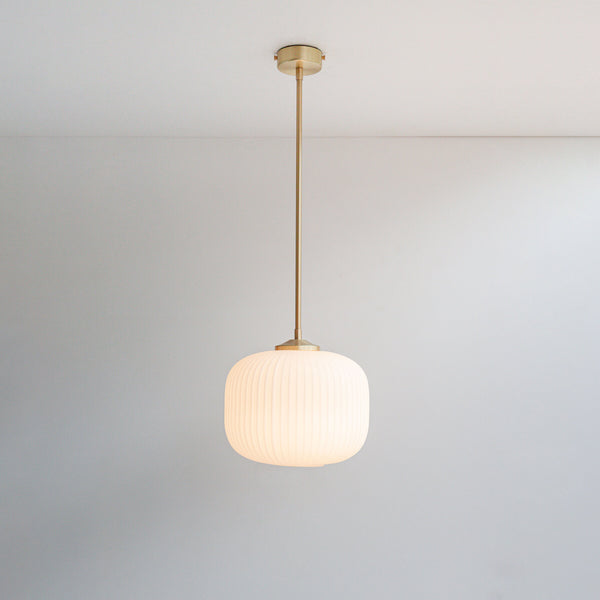 Opal Reeded Glass Stemmed Pendant Light