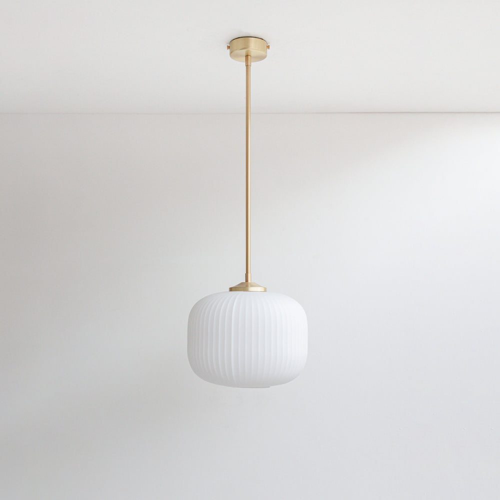 Opal Reeded Glass Stemmed Pendant Light