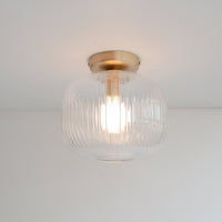 Clear Reeded Glass Flush Ceiling Light