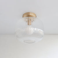 Clear Reeded Glass Flush Ceiling Light