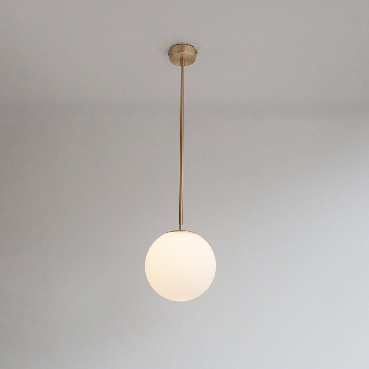 Large Matt Opal Globe Stemmed Pendant