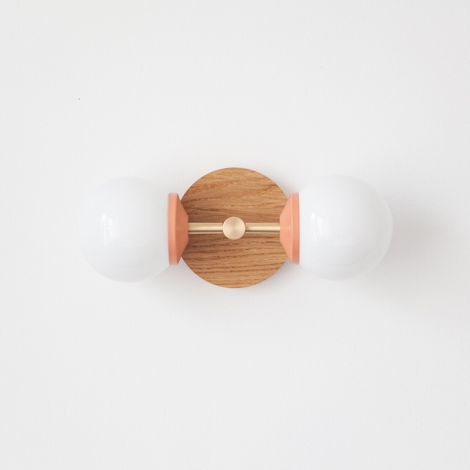 Small Opal Glass Double Arm Wall Light - Hardwood