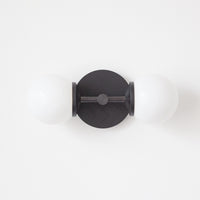 Small Opal Glass Double Arm Wall Light - Hardwood