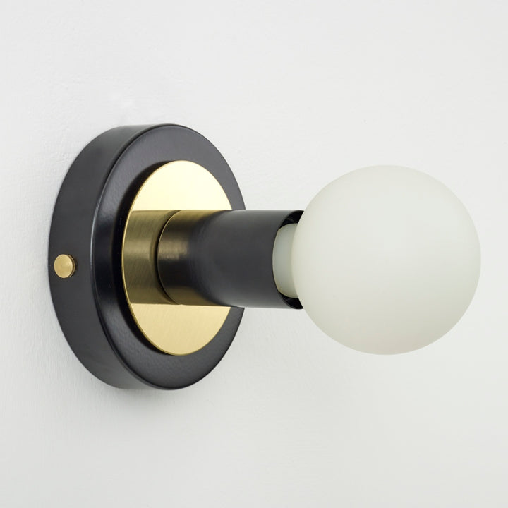 "Aureole" Flush Wall Light - Black with Brass