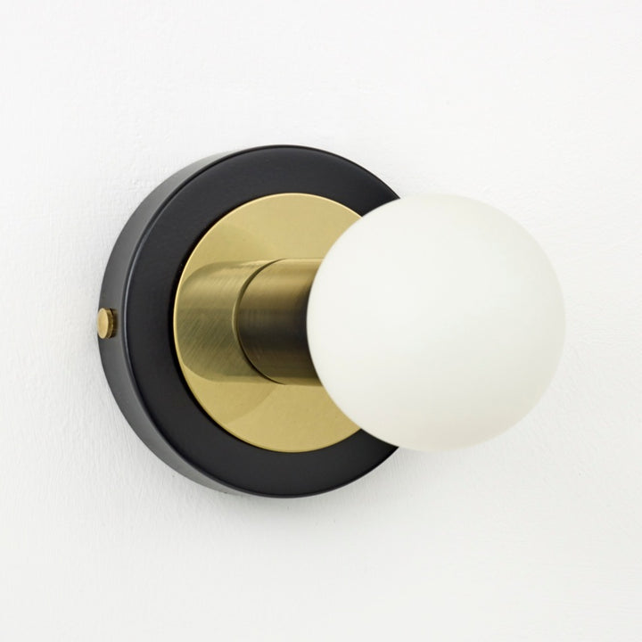 "Aureole" Flush Wall Light - Black with Brass