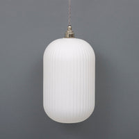 Long Opal Reeded Glass Cylinder Pendant Light