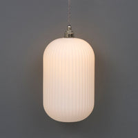 Long Opal Reeded Glass Cylinder Pendant Light