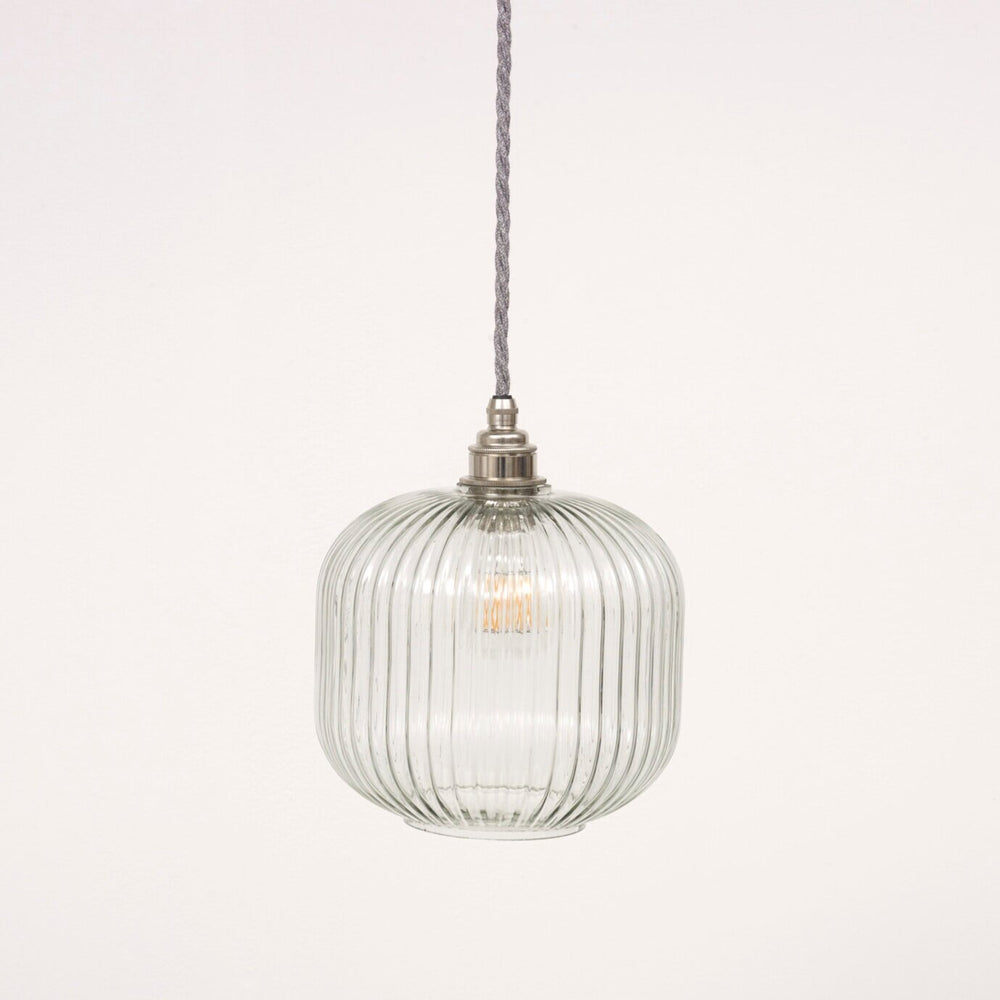 Small Clear Reeded Glass Pendant Light