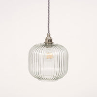 Small Clear Reeded Glass Pendant Light