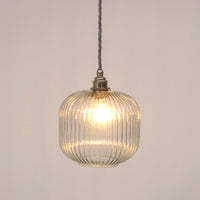 Small Clear Reeded Glass Pendant Light