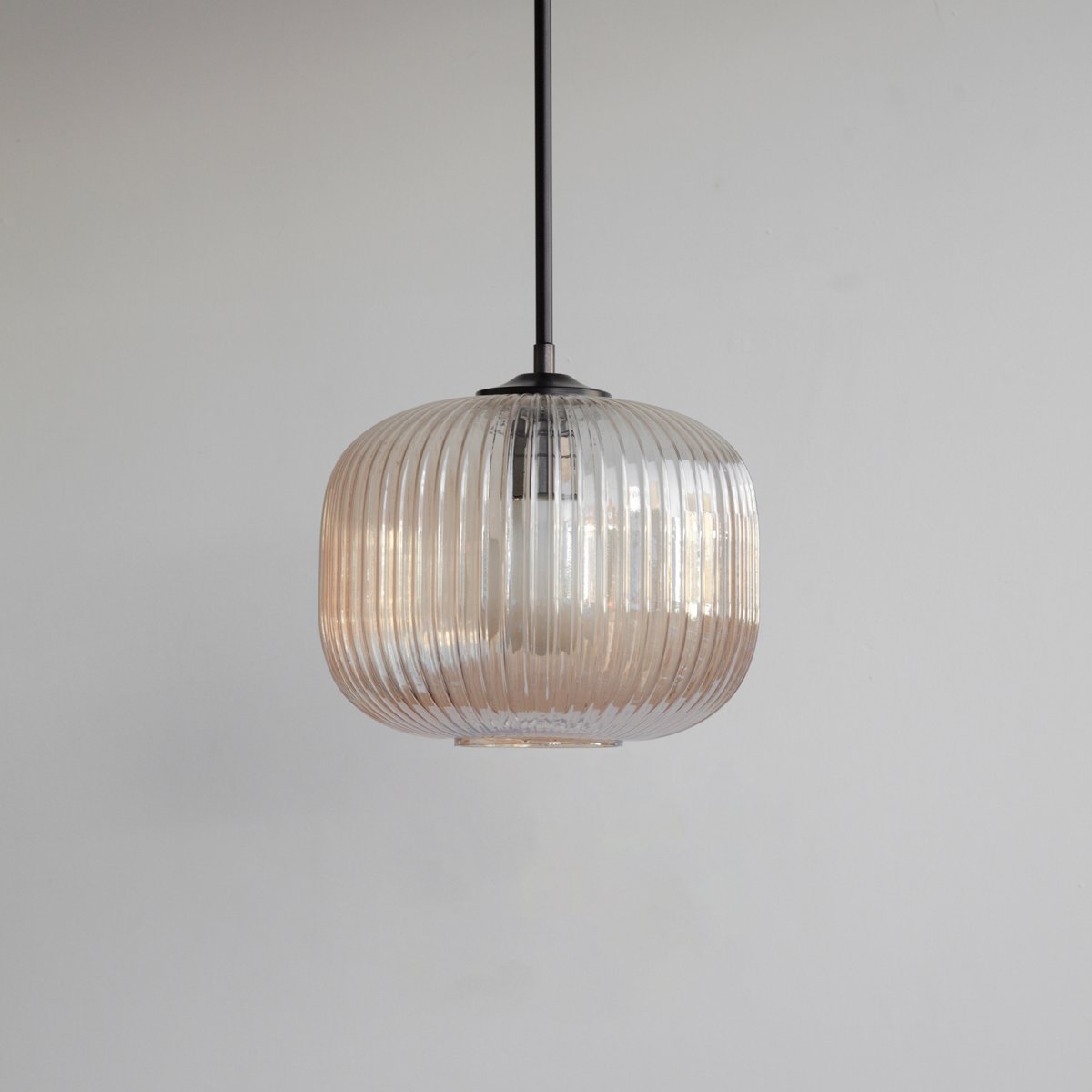 Amber Reeded Glass Stemmed Pendant Light | Spark & Bell - Spark & Bell