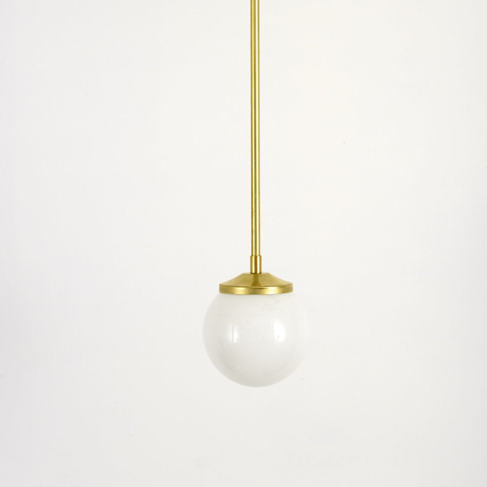 Medium Opal Glass Stemmed Pendant Light - Brass